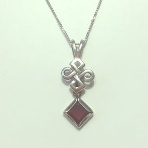 SOLD STERLING SILVER GARNET & Chain NECKLACE
